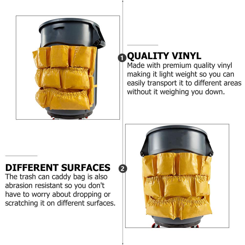 Hemobllo Multi-Pocket Vinyl Trash Bin Tool Bag - Durable Yellow Garbage Can Liner for Maid Cleaning, Waste Disposal & Household Use | Perfect for Kitchen, Bathroom & Outdoor Cleaning