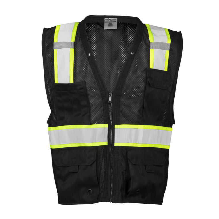 ML Kishigo Men's High-Visibility Reflective Mesh Safety Vest with Multiple Pockets - Ideal for Construction, Road Work & Outdoor Activities
