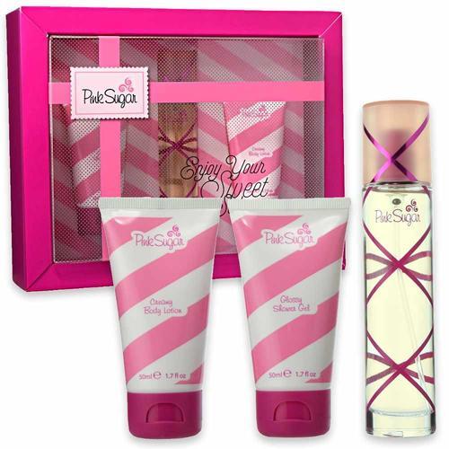 Aquolina Pink Sugar Women's Perfume Gift Set - 3 Piece Eau de Toilette, Body Lotion & Shower Gel - Sweet Floral Vanilla Scent for Her - Perfect for Birthdays, Anniversaries & Valentine's Day Gifts