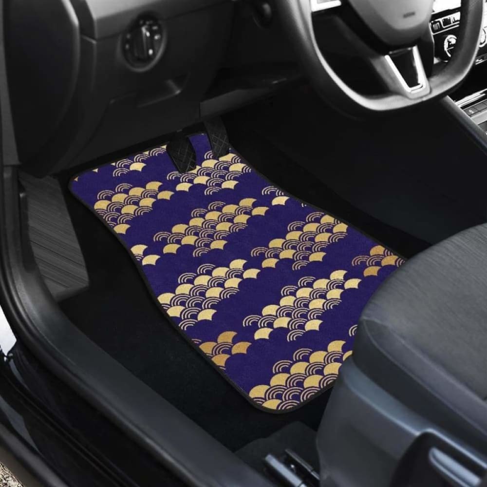 Premium Japanese Fan Design Car Mats - Non-Slip Front & Back Floor Mats for Cars, SUVs, Trucks - Elegant Asian-Inspired Auto Accessories for Home, Office & Travel Use