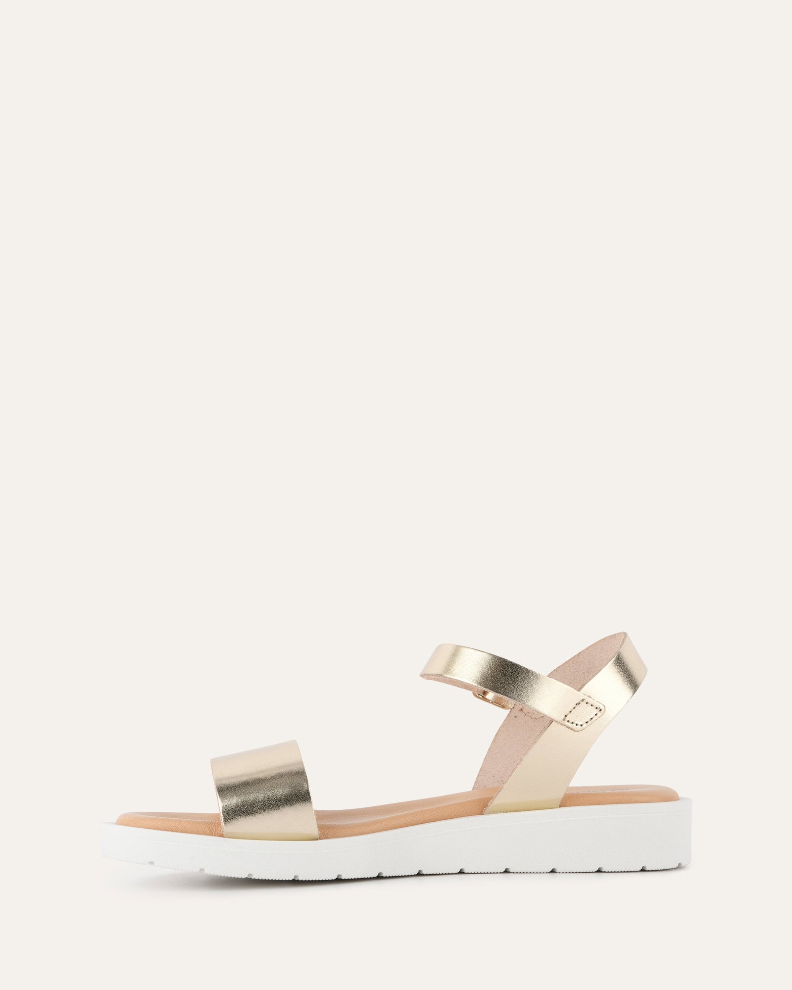 ROBIN Women's Flat Sandals - Genuine Gold Leather Comfortable Slides for Summer, Beach, and Casual Outfits