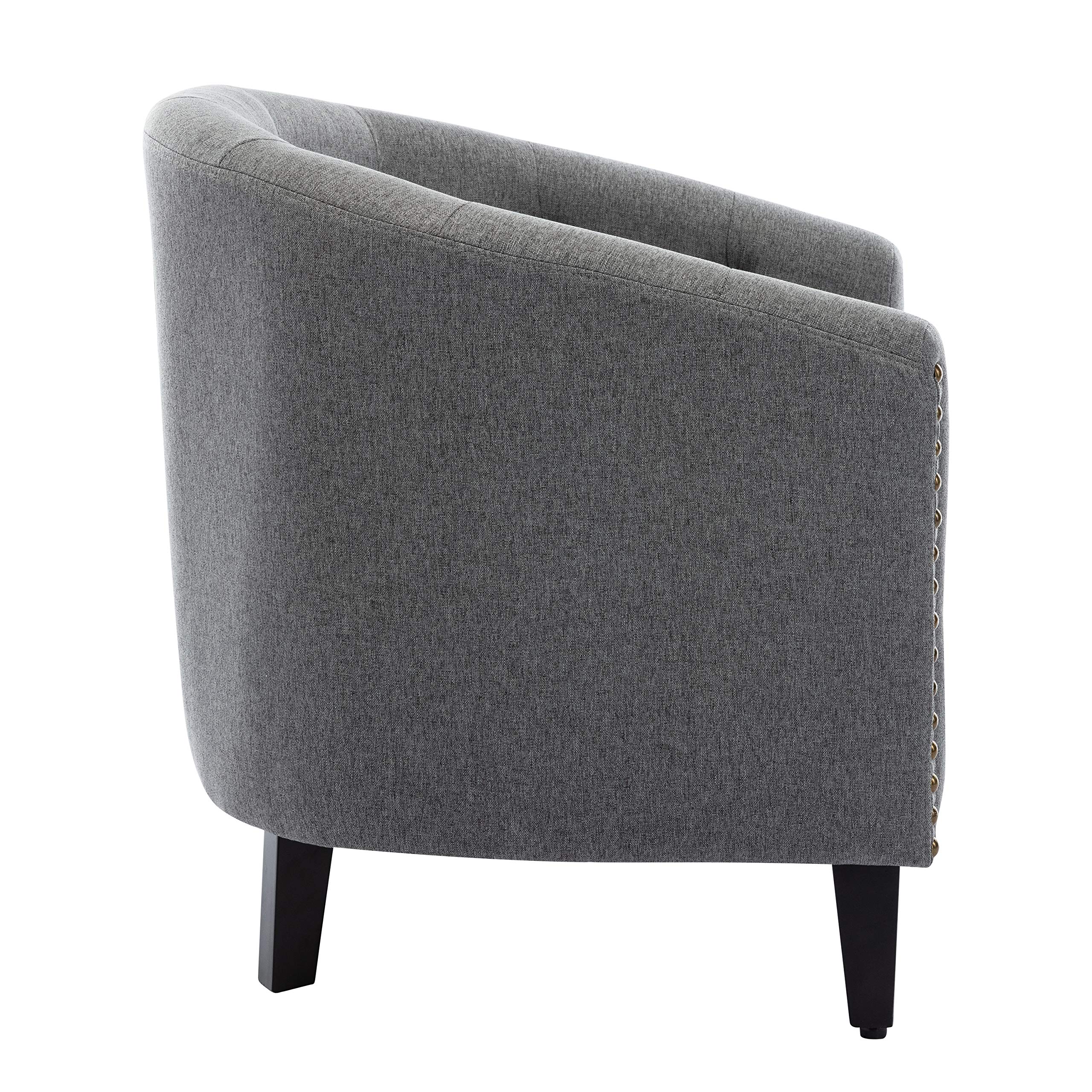 HomVent Accent Barrel Chair - Upholstered Arm Club Chair with Nailhead Trim & Solid Wood Legs, Grey Fabric Side Chair for Living Room, Bedroom & Reception Areas | Perfect for Reading Nooks, Lounge Spaces & Home Offices