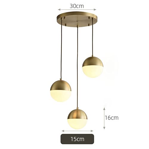 Modern 3-Light Pendant Chandelier with Glass Shades - Kitchen Island & Bedroom Lighting