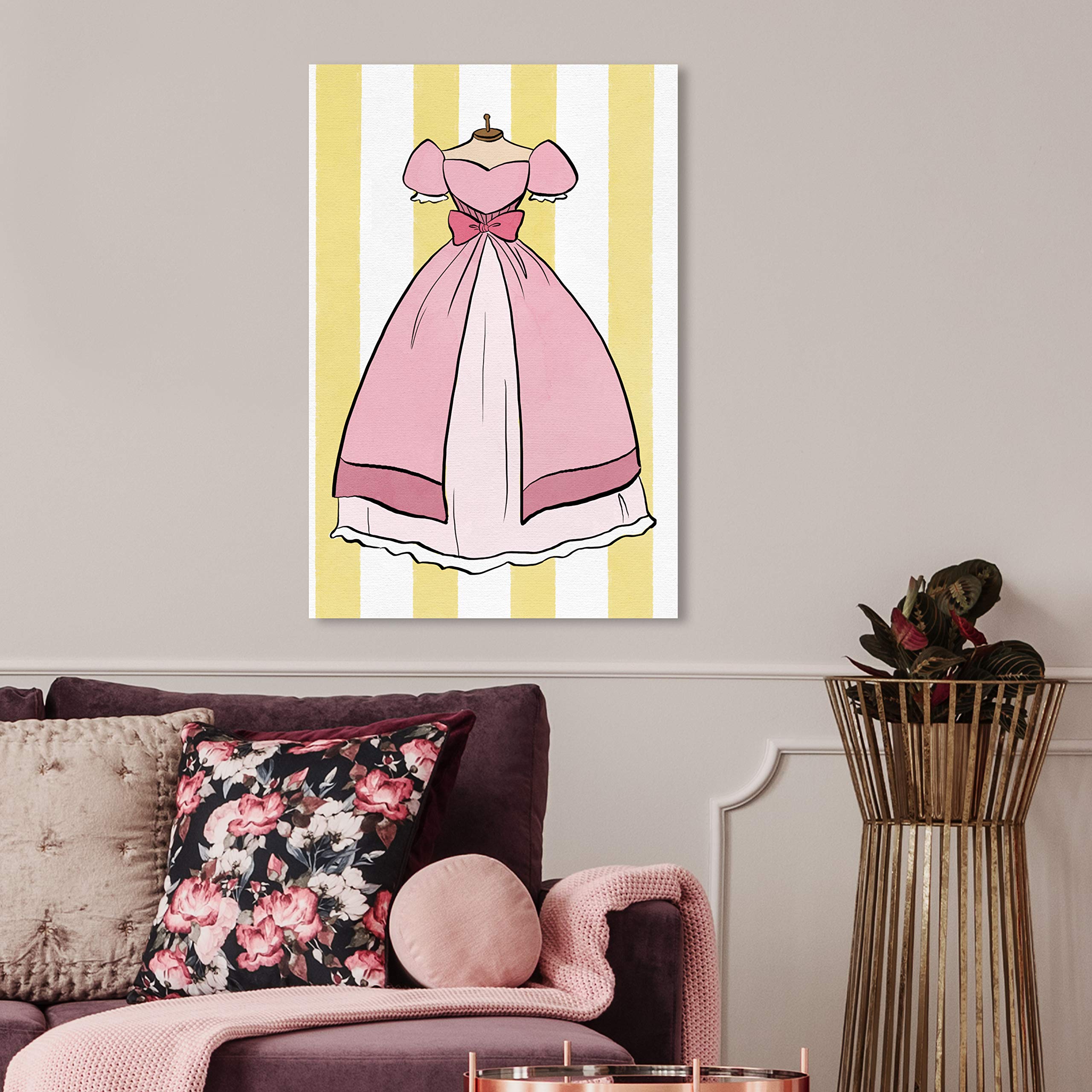 Oliver Gal Artist Co. Fantasy Princess Dress Wall Art Canvas Print - 20x30 Inches Pink & Yellow Home Decor for Bedroom, Living Room, Nursery