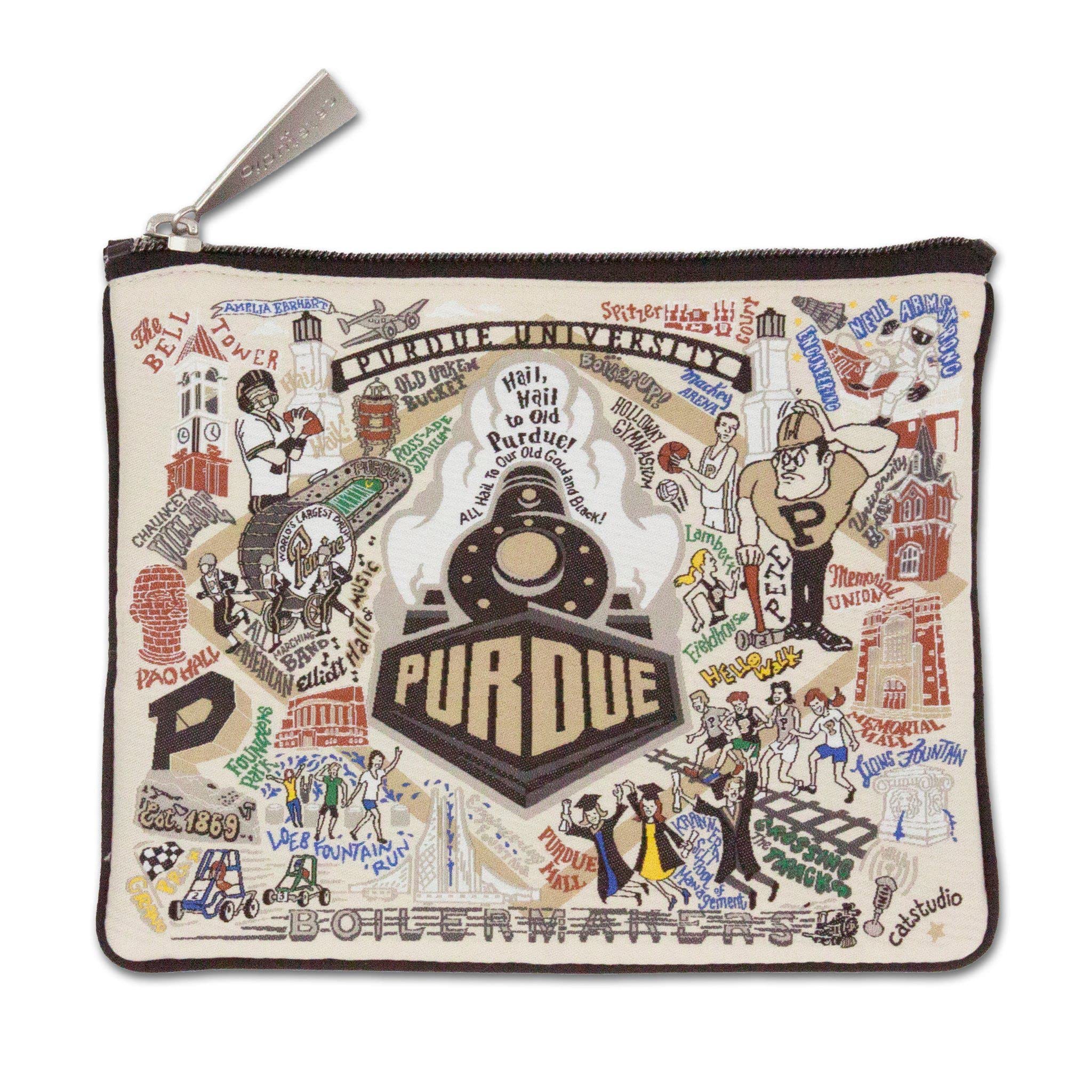 Purdue University Collegiate Zipper Pouch Purse by CatStudio - Perfect for School, Travel & Daily Use | Holds Phone, Coins, Makeup, Pencils & More | Durable & Stylish Accessory for Students & Fans