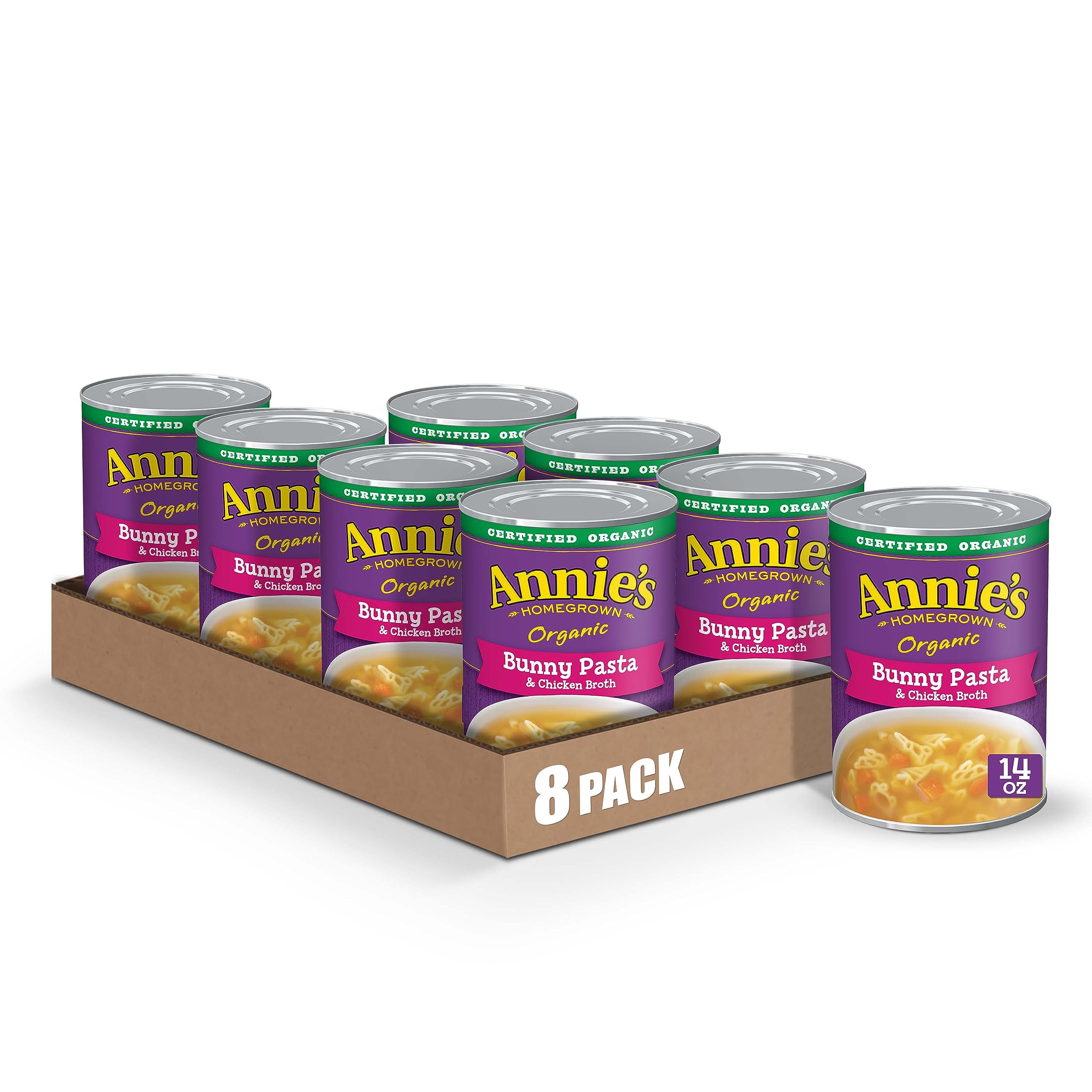 Annie's Organic Bunny Pasta & Chicken Broth Soup - 14 oz (Pack of 8) | Healthy Kids Lunch, Quick Family Meals & Comfort Food for Cold Days