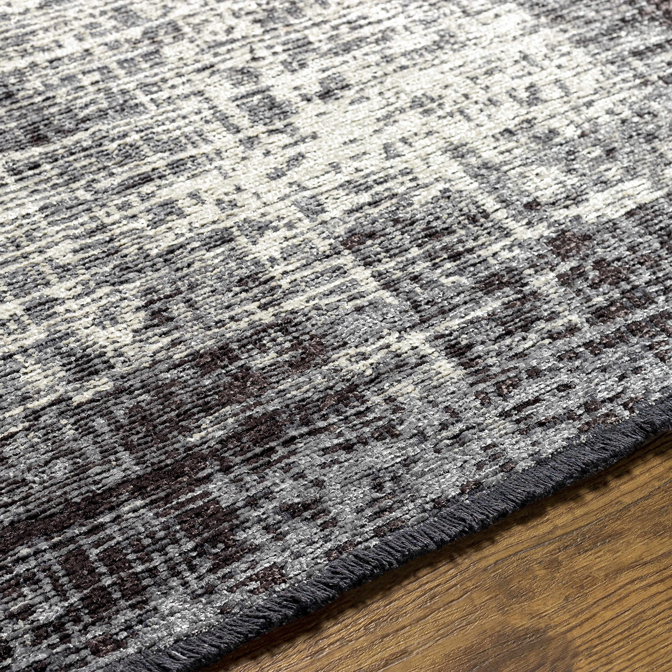 Hauteloom Appa Modern Area Rug for Living Room & Bedroom - Soft Gray, Beige, Blue - 9'10