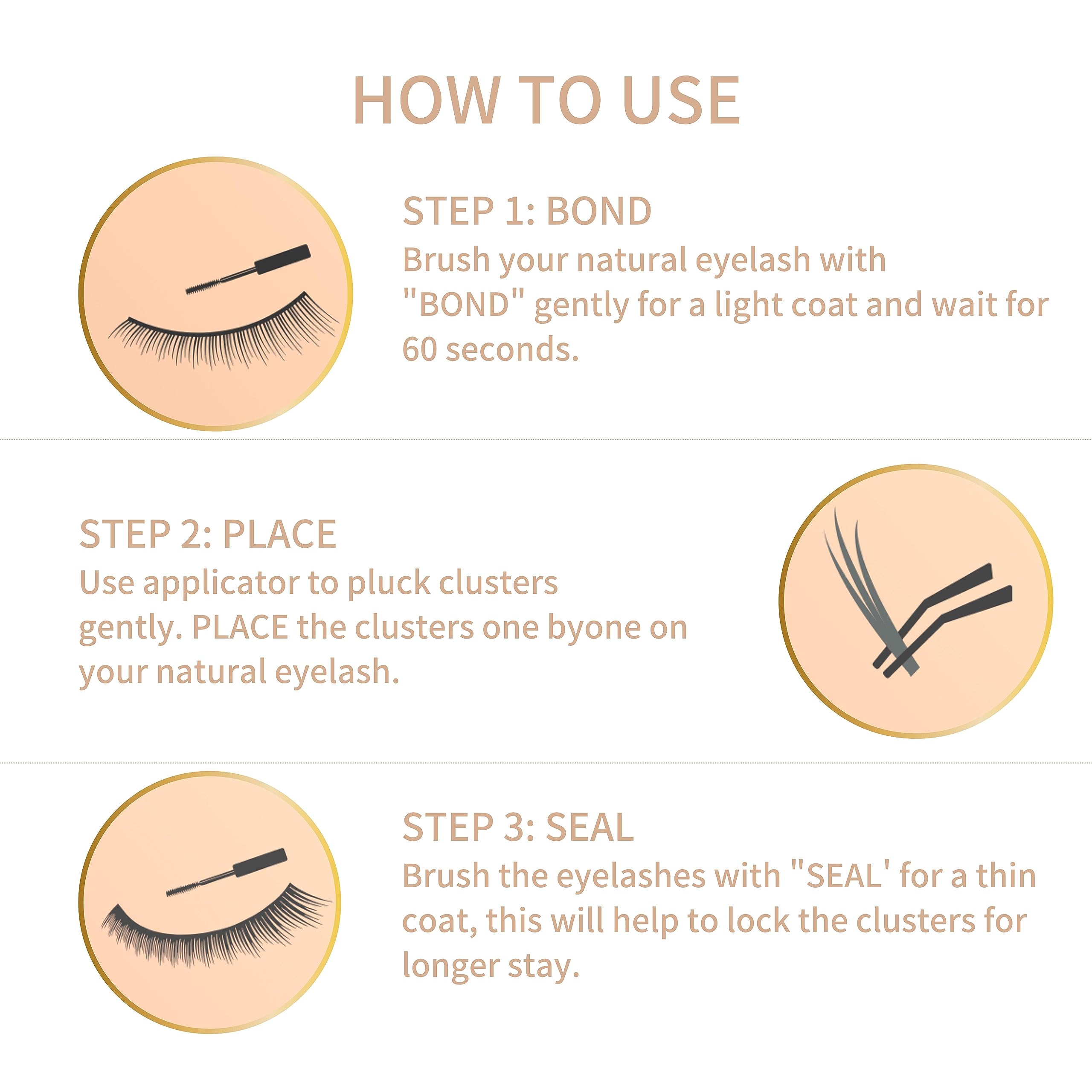 Professional DIY Lash Extension Kit - 32 Clusters for Natural Wispy Look | Lightweight False Eyelashes with Bond Seal | At-Home Individual Lash Kit for Beginners | Perfect Gift for Women | Great for Parties, Weddings & Daily Wear