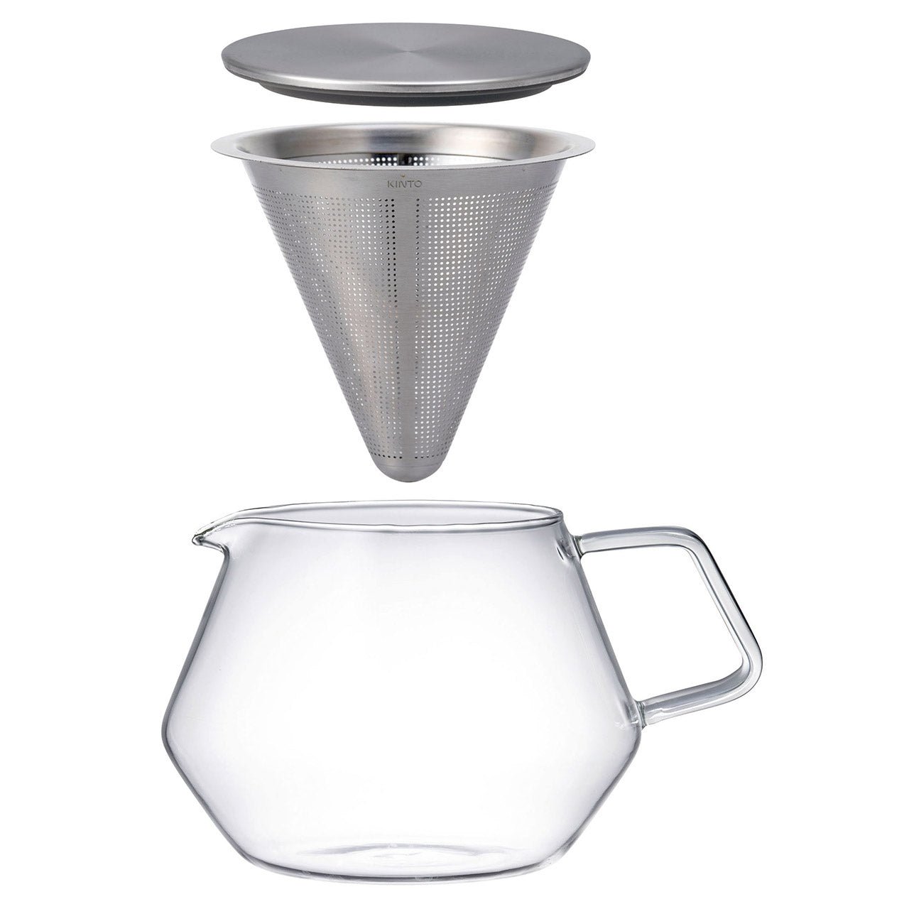 Kinto Carat Teapot - 16oz Japanese Ceramic Teapot with Stainless Steel Infuser - Perfect for Loose Leaf Tea, Herbal Tea & Coffee Brewing at Home or Office