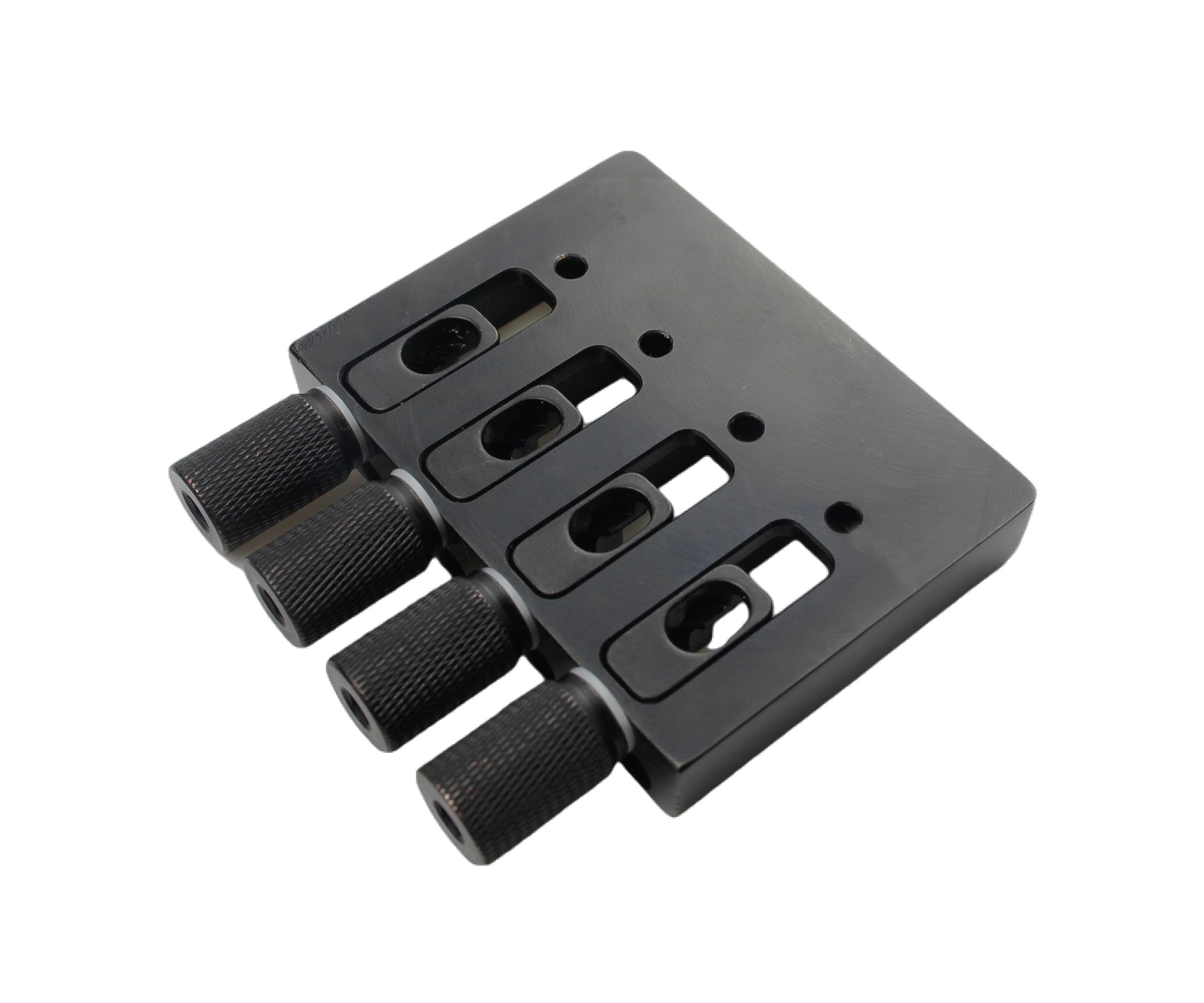 Guyker 4 String Headless Bass Bridge with Adjustable String Spacing - CNC Machined Black Bridge & String Lock (WB004) for Professional Bass Guitar Setup & Performance