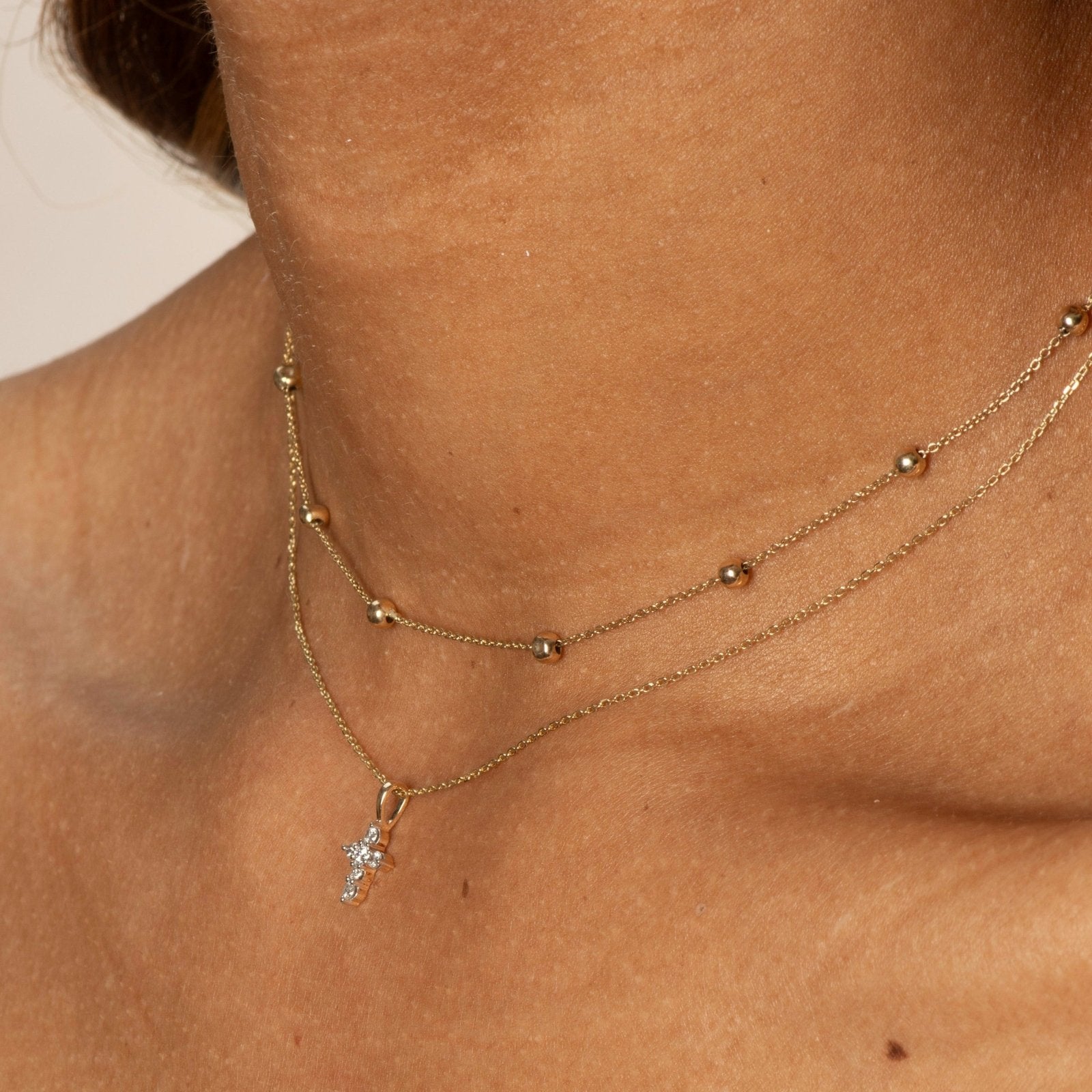 10k Yellow Gold Dainty Diamond Cross Pendant Necklace - Elegant Religious Jewelry for Women, Perfect for Gifts, Baptism, Weddings & Everyday Wear