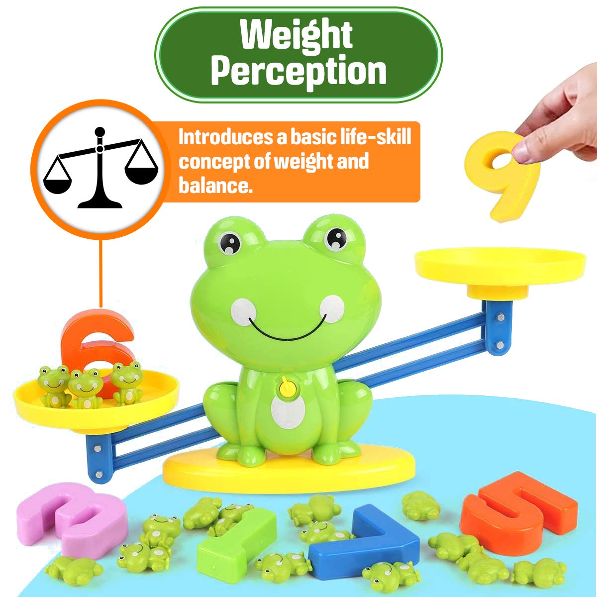CozyBomB™ Frog Balance Math Game - STEM Montessori Educational Toy for Kids Ages 3-6 | Homeschool Kindergarten Learning Tool | Fun Preschool Counting Activity for Boys & Girls | Perfect Birthday, Christmas Gift for Toddlers (Ideal for Classroom, Home Play & Early Math Skills Development)