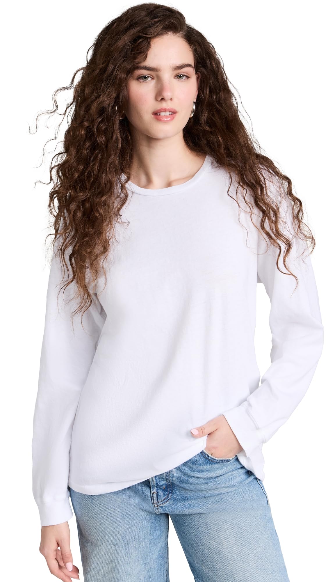 MOTHER Women's Long Sleeve Rowdy T-Shirt - Soft Cotton Casual Top for Everyday Wear | Perfect for Layering, Work, and Weekend Outfits