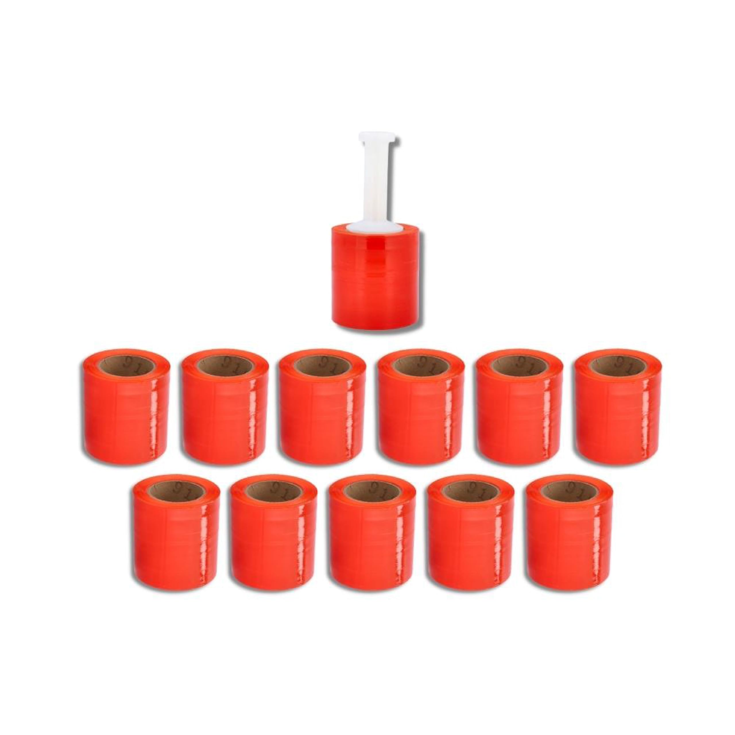 MMBM Orange Stretch Wrap with Handle - 24 Pack, 5 Inch x 1000 Feet, 80 Gauge Plastic Cling Film Rolls for Color Coding, Storing & Shipping Pallets - Ideal for Warehouse, Logistics and Industrial Packaging