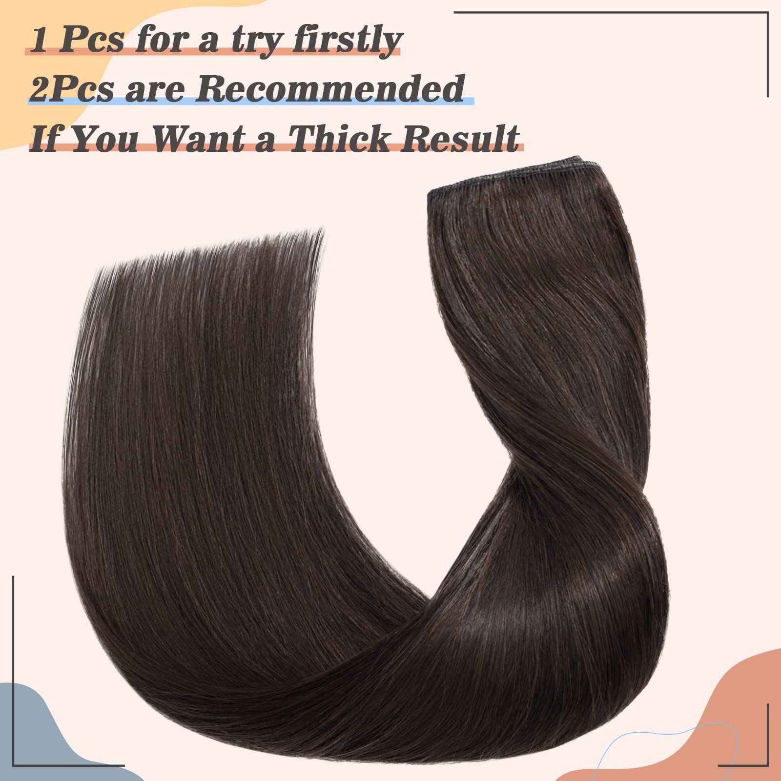 100% Real Human Hair Clip-In Extensions - 14 Inch (40cm) Straight Dark Brown #02 - 5 Clips Full Head Weft (45g) for Volume & Length | Perfect for Parties, Weddings & Daily Styling
