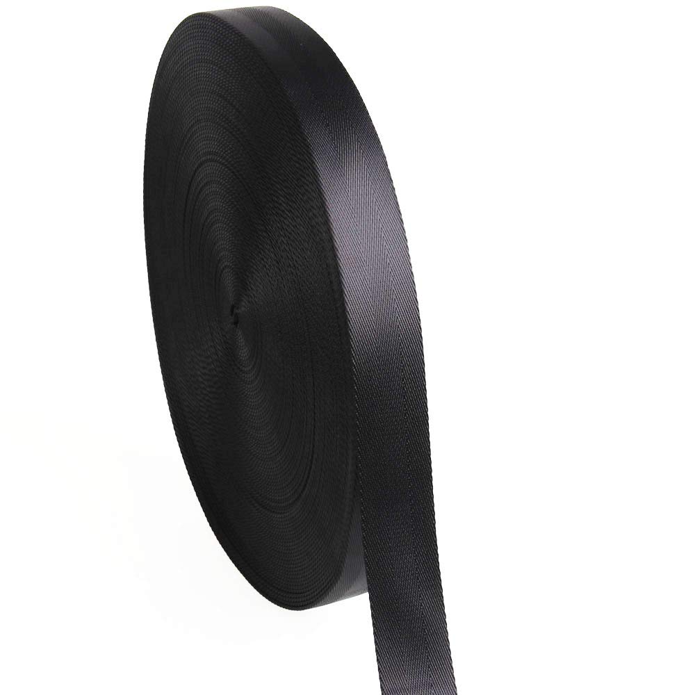 1 Inch Wide Flat Nylon Webbing Strap - 10 Yards Roll (Black) for DIY Luggage Straps, Dog Leashes, Hammocks & Outdoor Gear - Perfect for Camping, Furniture Repair & Craft Projects