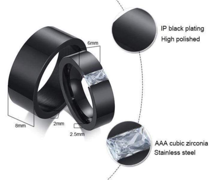 Black Stainless Steel Wedding Band Ring for Men & Women - Durable Comfort Fit Wedding Ring for Couples - Perfect for Ceremonies, Anniversaries & Everyday Wear