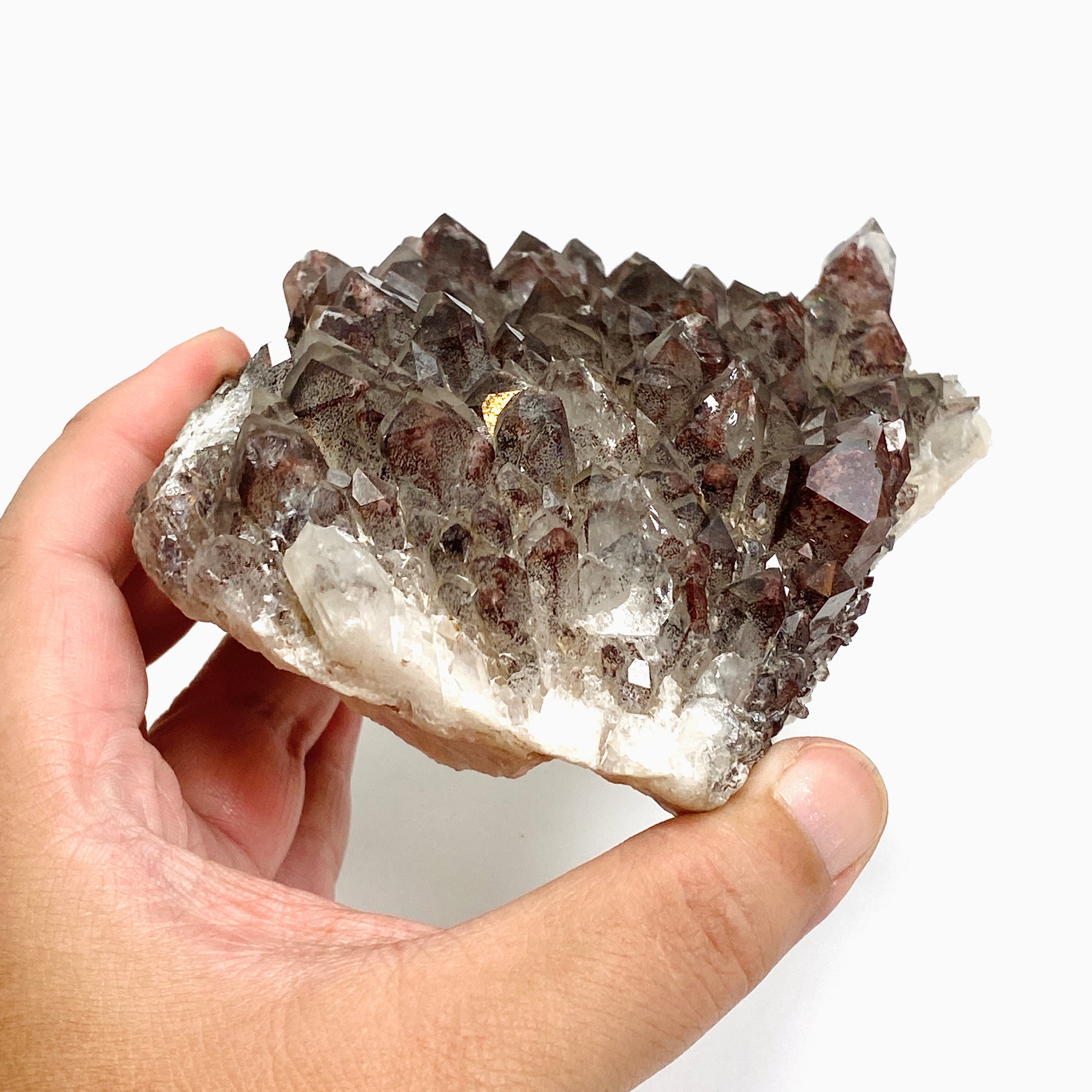 Natural Red Hematite Phantom Quartz Cluster - Healing Crystal from Zambia (CR3720) for Meditation, Energy Work & Home Decor