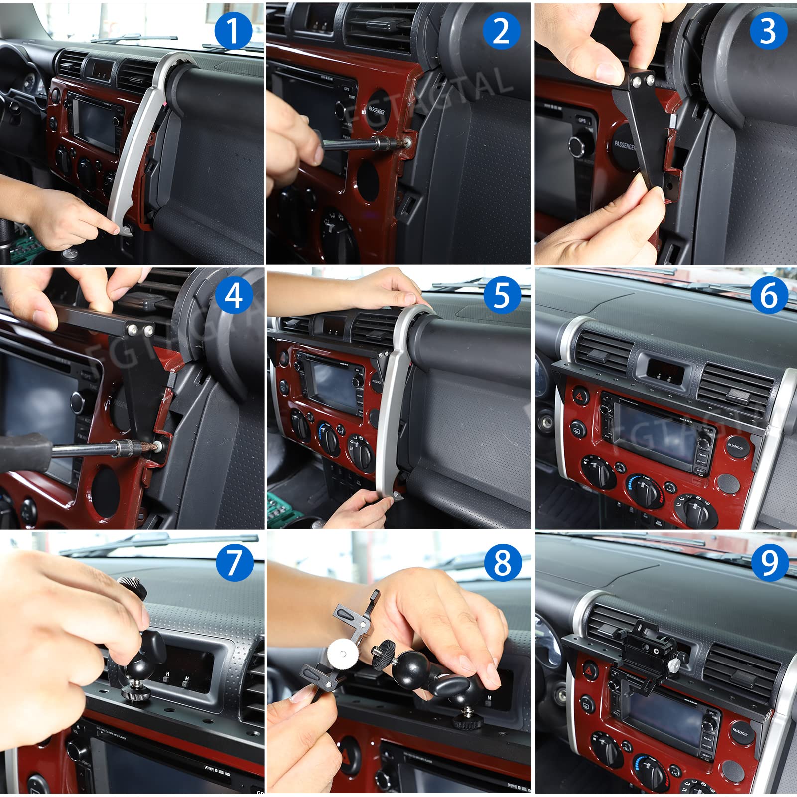 Universal Car Phone Mount Holder for Toyota FJ Cruiser 2007-2021 - Dashboard & Air Vent Compatible, Hands-Free Bracket for iPhone & Android - Perfect for Road Trips, GPS Navigation & Safe Driving