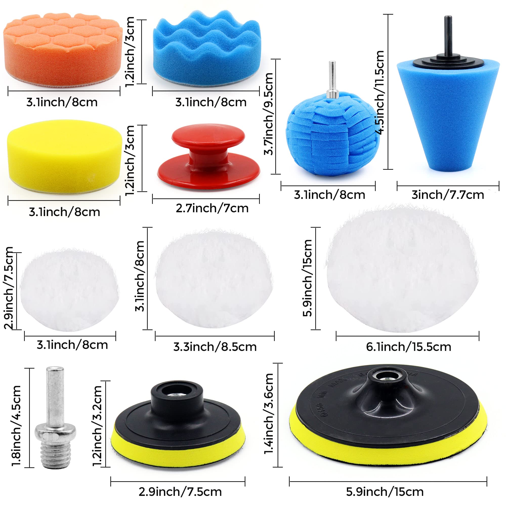 28PCS Car Polishing Pad Kit for Drill - 3 inch & 6 inch Buffing Pads for Car Detailing, Waxing, Sealing Glaze - Perfect for DIY Car Polishing, Boat & RV Cleaning