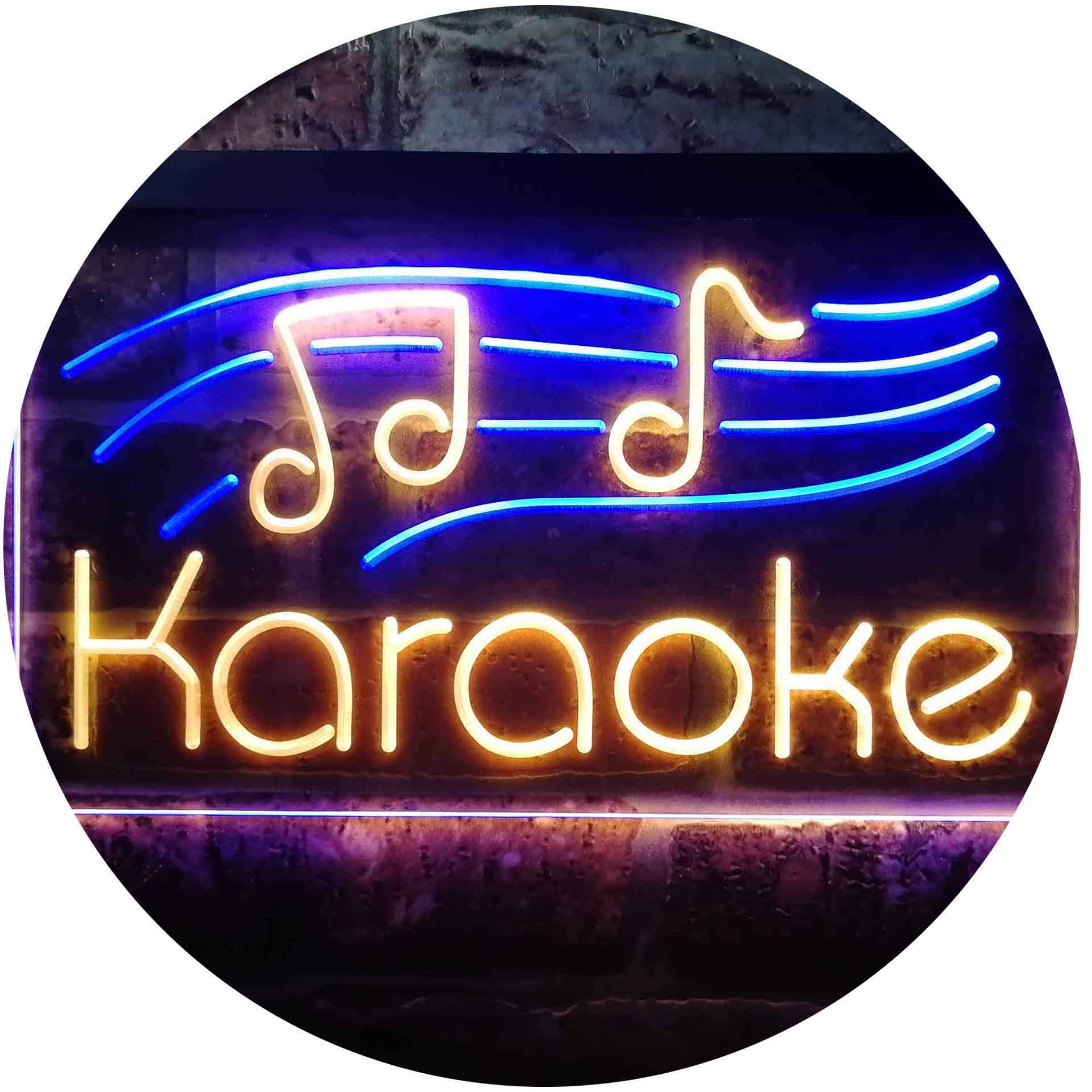 ADVPRO Karaoke Music Note Dual Color LED Neon Sign - Blue & Yellow Wall Art (24