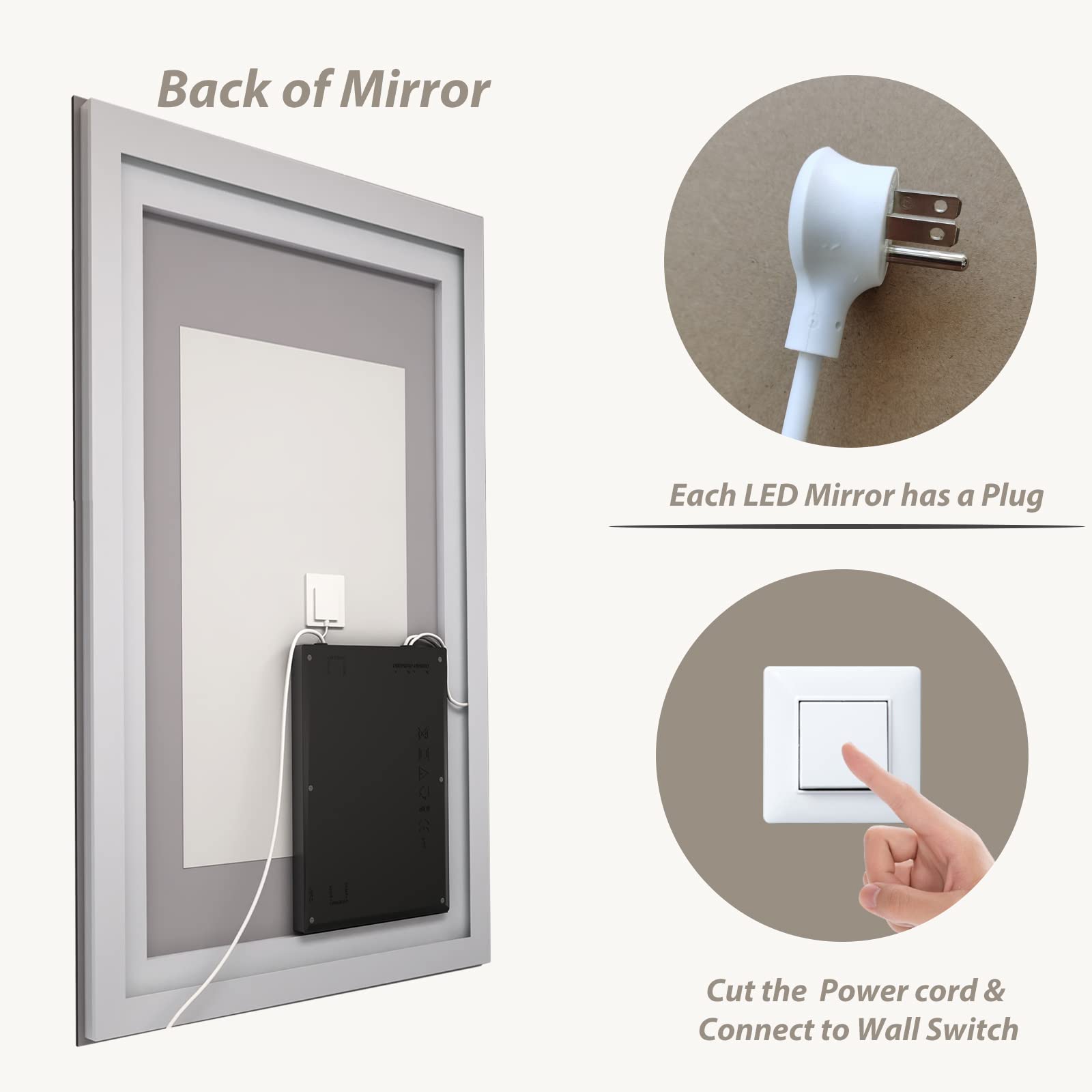 40 x 36 Inch LED Bathroom Mirror with Dimmable Front & Backlit - Anti-Fog, Shatterproof Vanity Mirror for Makeup & Shaving - ETL Certified (Ideal for Modern Bathrooms & Dressing Rooms)