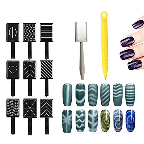 CACAZI 11PCS Professional Magnetic Nail Art Tool Set - Magnet Plate, Wand & Board for Gel Polish & Nail Art Design | Perfect for Salon, Home Manicure & DIY Nail Art