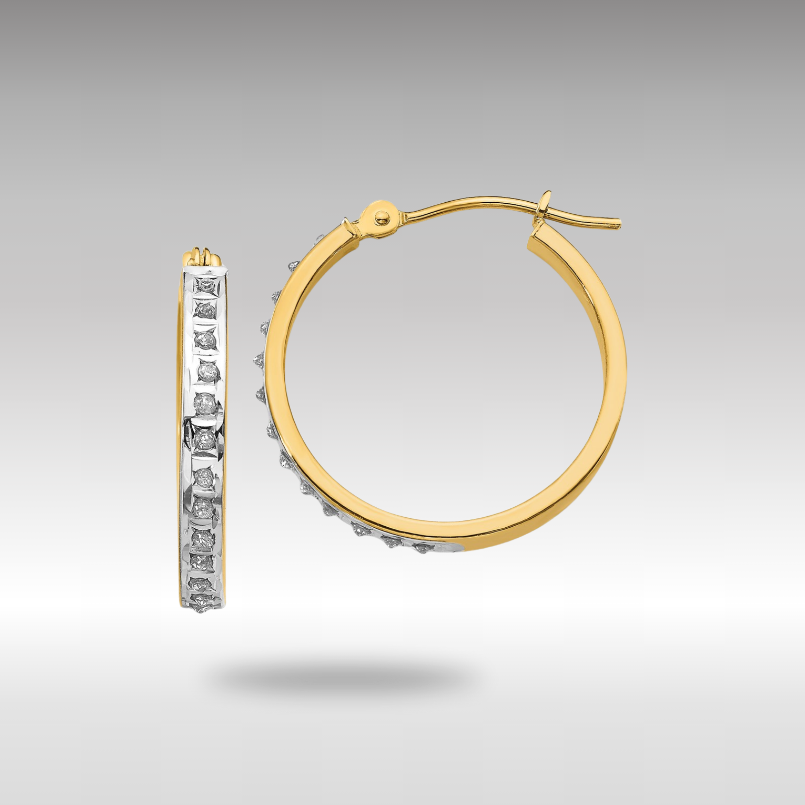 14K Gold Diamond Hinged Hoop Earrings - Round Sparkling Stud Earrings for Women, Elegant Gift for Anniversary, Valentine's Day & Special Occasions