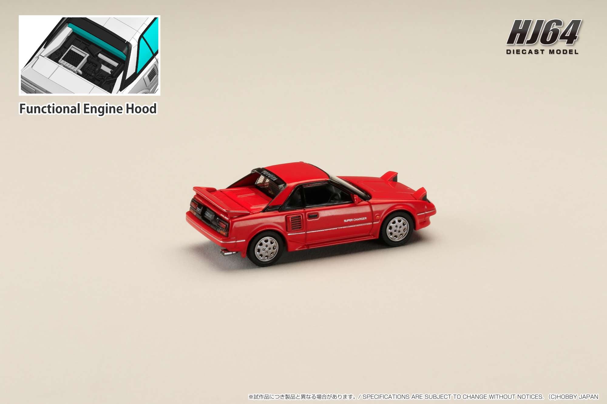 1:64 Toyota MR2 1600G Limited Supercharged 1986 Diecast Model Car - Super Red II - Collectible Japanese Hobby Car for Display & Racing Scenes