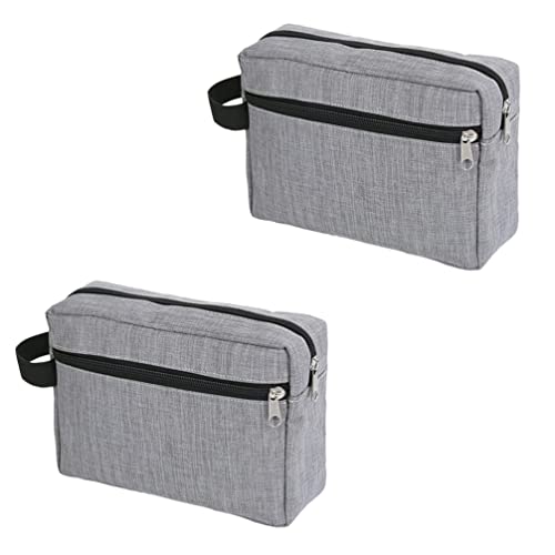 Amosfun 2-Pack Waterproof Travel Toiletry Bags with Zipper - Fashionable Handheld Cosmetic Organizer for Bathroom, Gym, Camping & Vacation Essentials Storage