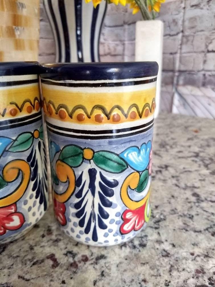 Hand-Painted Majolica Ceramic Talavera Pitcher Set with 6 Tumblers - Traditional Mexican Style Pitcher and Mug Gift Set for Margaritas, Lemonade & Iced Tea - Perfect for Parties, Home Decor & Kitchen Use