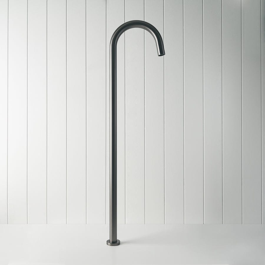 Freestanding Bath Spout in Gunmetal Finish - Modern Waterfall Faucet for Bathtub and Spa - Perfect for Luxury Bathrooms and Relaxing Soaks