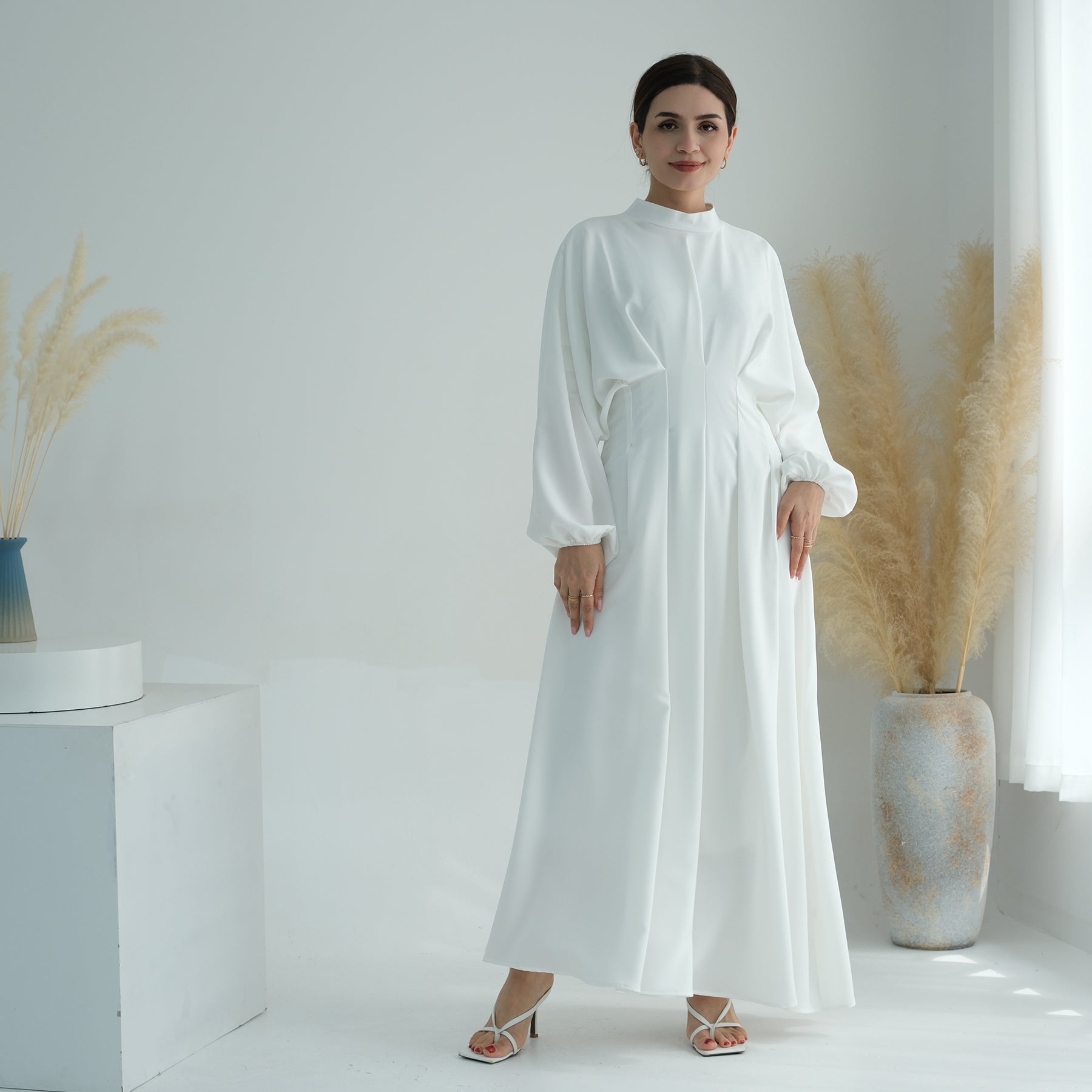 Madison Long Sleeve Maxi Dress for Women - Elegant White Flowy Evening Gown - Perfect for Weddings, Parties & Special Occasions