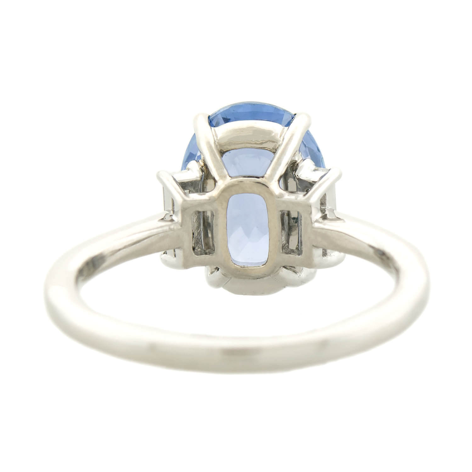 Art Deco Style Platinum Diamond & Ceylon No Heat Sapphire Ring 3.70ct - Vintage Inspired Engagement Ring for Women, Perfect for Weddings & Anniversary Gifts