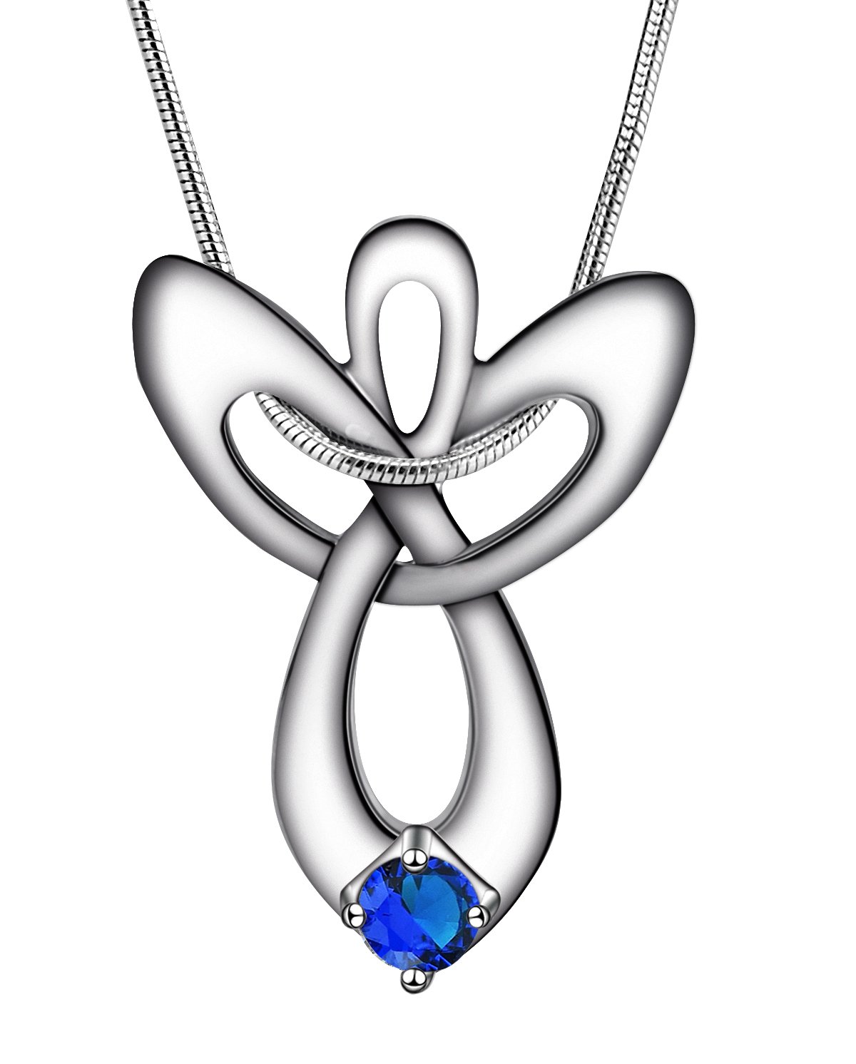Elensan 925 Sterling Silver Cubic Zirconia Guardian Angel Birthstone Necklace for Women - Elegant Gift for Birthday, Anniversary & Mother's Day | Perfect for Everyday Wear & Special Occasions