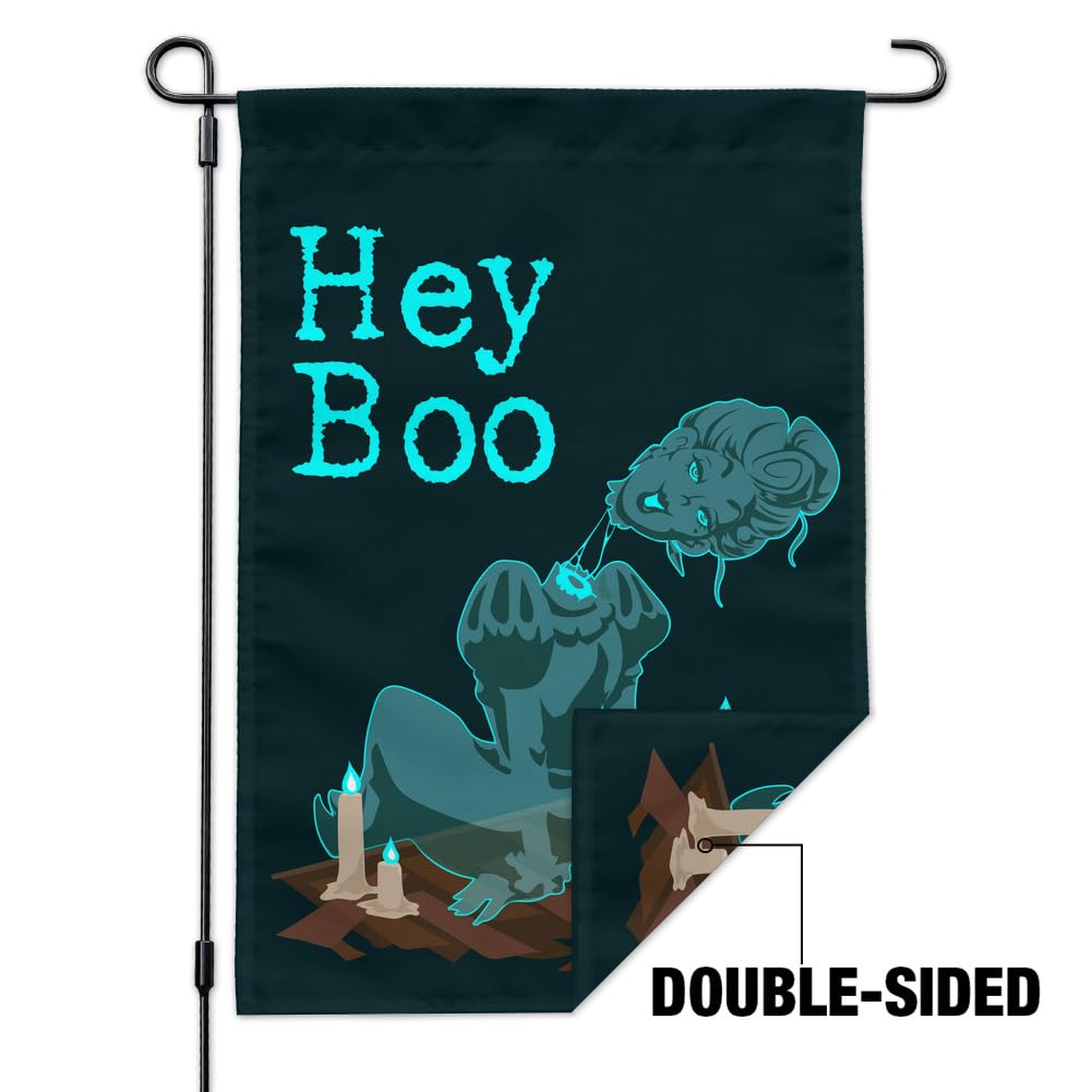 Hey Boo Victorian Headless Ghost Woman Halloween Garden Flag - Spooky Outdoor Decor for Yard, Porch & Halloween Party Decorations
