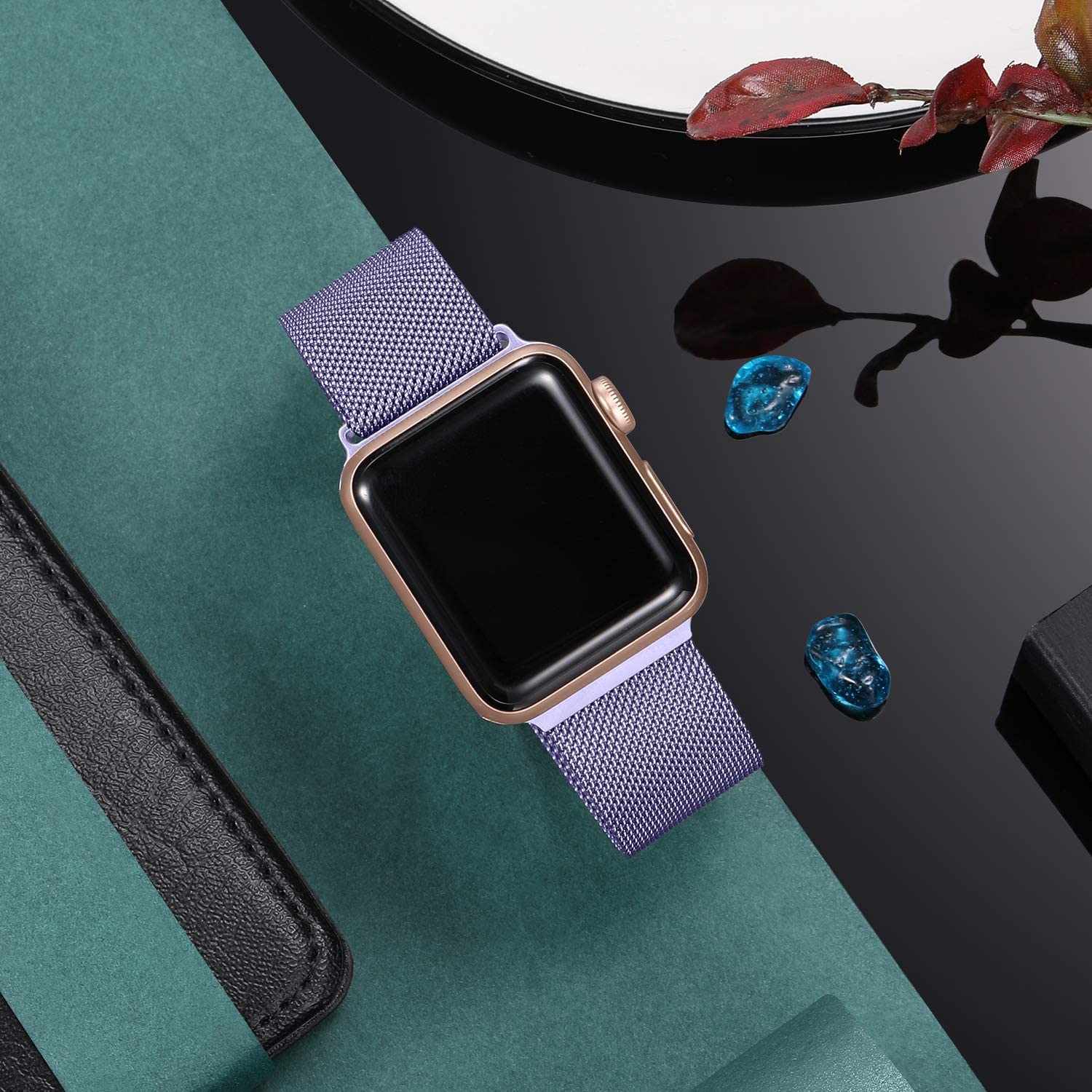 TIMDO Magnetic Stainless Steel Apple Watch Band Compatible with 38mm 40mm 41mm 42mm (Series 10/9/8/7/6/5/4/3/2/1/SE) - Secure Magnet Lock, Light Purple - Perfect for Workouts, Office & Everyday Wear