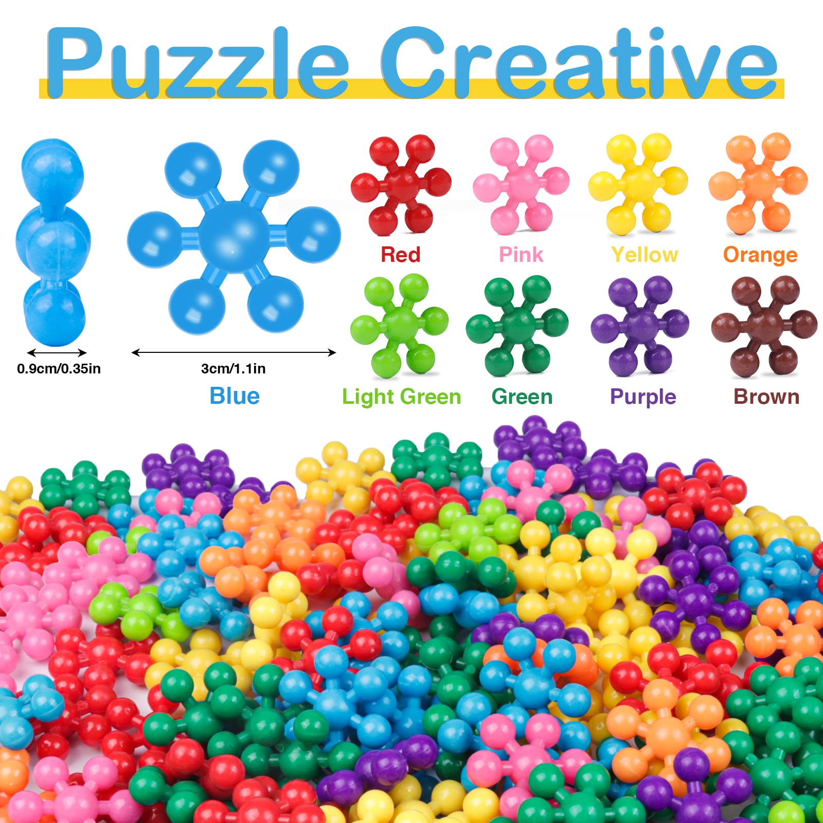 NEOACT 600 PCS Building Blocks Set - Interlocking Plastic Educational STEM Toys for Preschool Kids Ages 3+ | Develop Fine Motor Skills & Sensory Learning | Perfect for Classroom, Birthday Gifts & Creative Play
