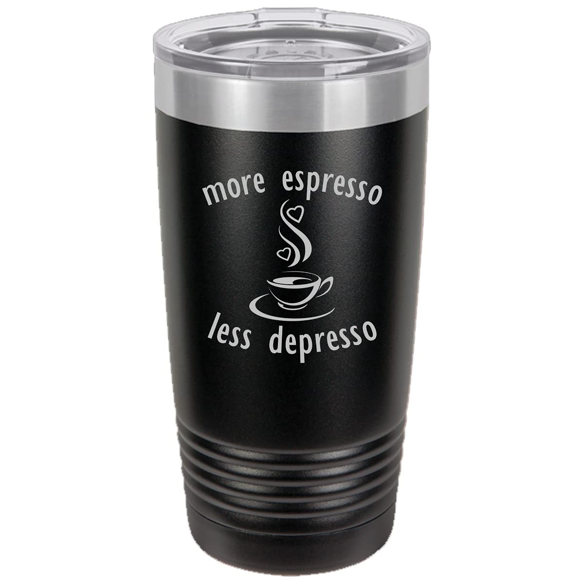 Personalized Espresso Tumbler | Custom Coffee Lover Gift | Stainless Steel Travel Mug 12oz 20oz 30oz | More Espresso Less Depresso | Perfect for Office, Commuting & Outdoor Coffee Breaks