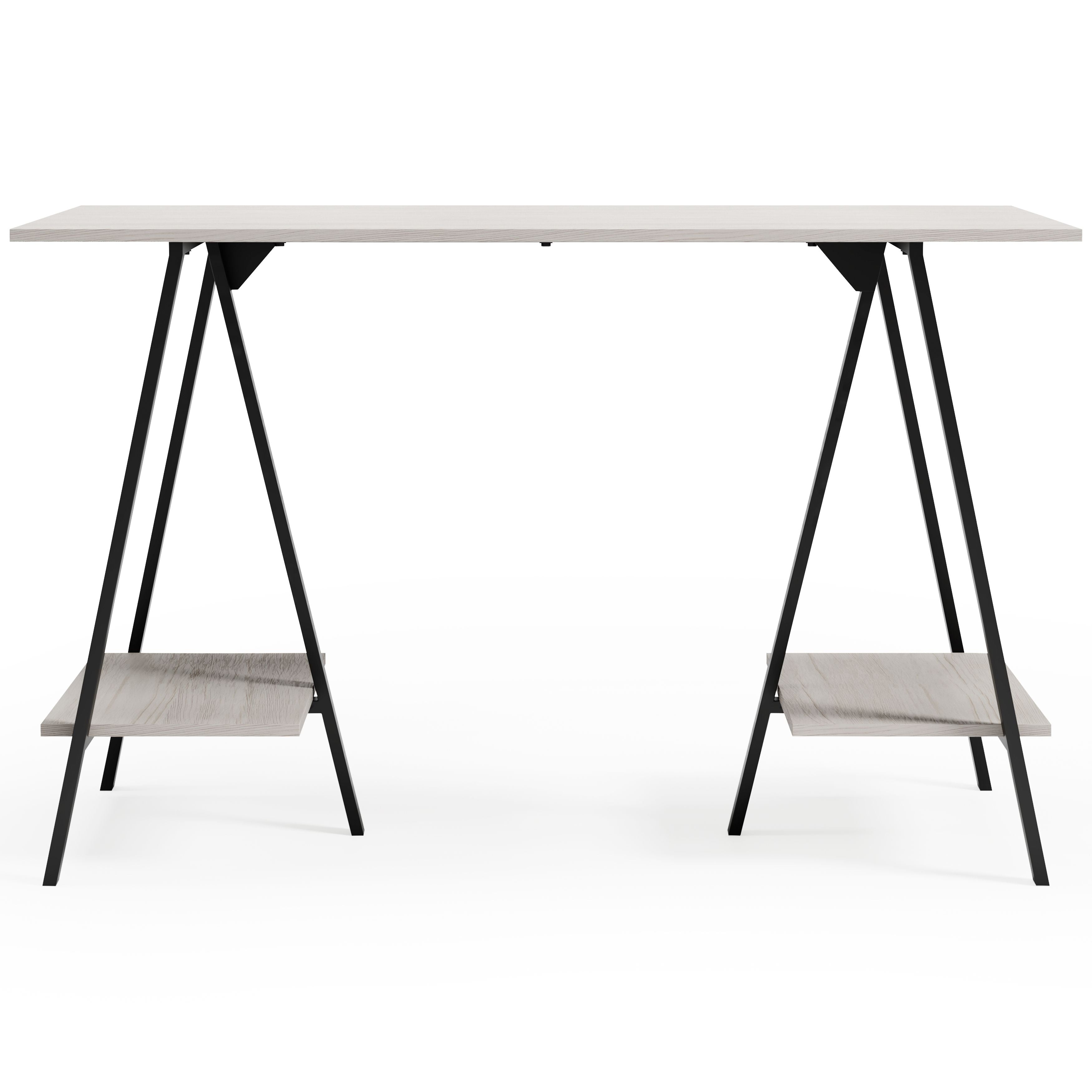 Bayflynn White & Black Home Office Desk with 2 Fixed Shelves - Perfect for Small Spaces, Remote Work & Study