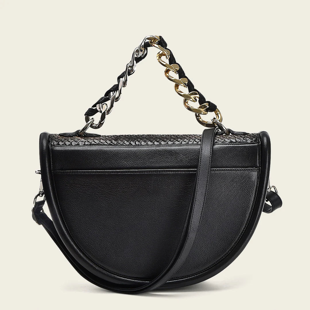 BOD1BPH Cuadra Black Python Leather Handbag for Women - Elegant Evening Clutch, Perfect for Parties & Special Occasions
