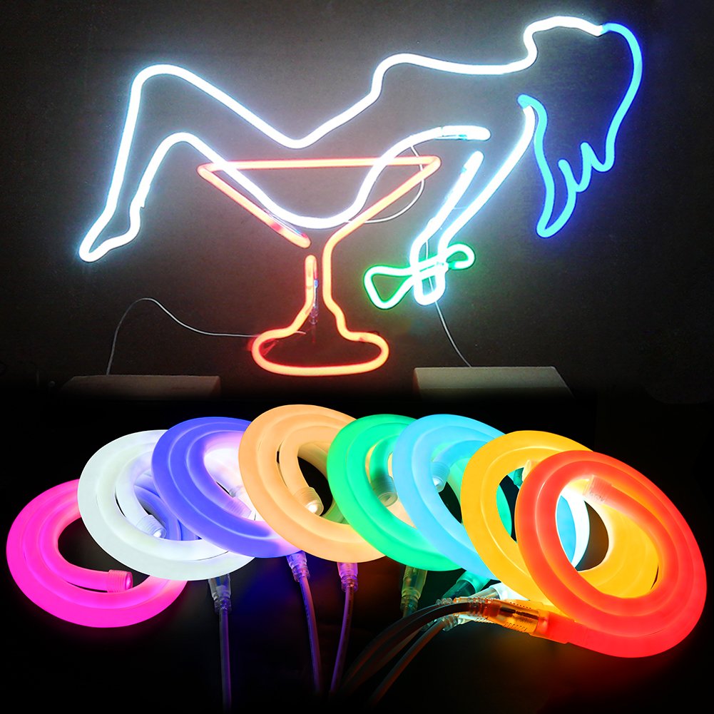 XUNATA 23ft LED Neon Rope Light - 12V DC 2835 Round Tube, Flexible 360° Waterproof LED Strip with 840 LEDs for Home, Party, Bar, Wedding & Outdoor Decoration (Red)