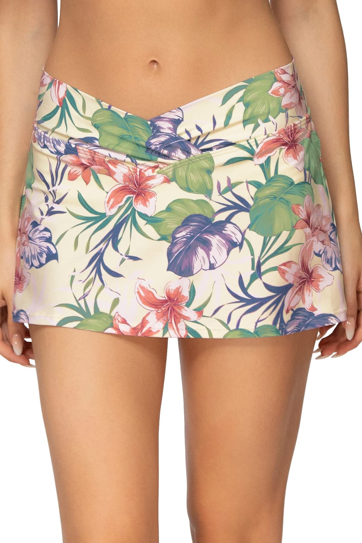 Stylish Sunsets Summer Lovin Swim Skirt - Floral Island Life Swimwear for Women - Perfect for Beach Vacations & Pool Parties (Size 14)