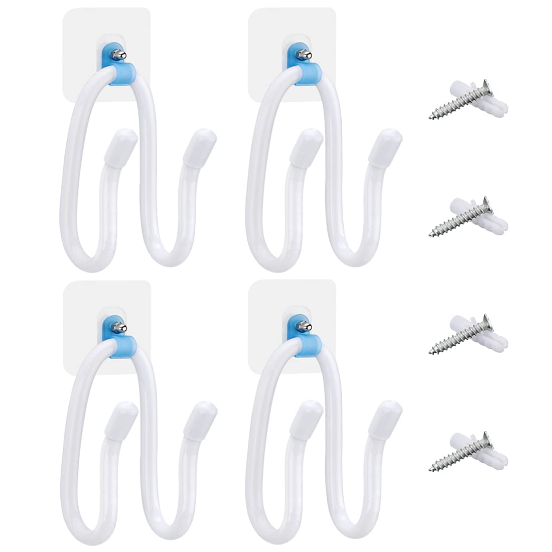 Linkidea Universal Controller Wall Mount Holder - Compatible with PS4, PS5, Xbox Series X/S, Nintendo Switch - Adjustable Headphone Hook & VR Headset Hanger - Space Saving Gaming Accessories (White, 4 Pack) - Perfect for Game Room Organization & VR Setup
