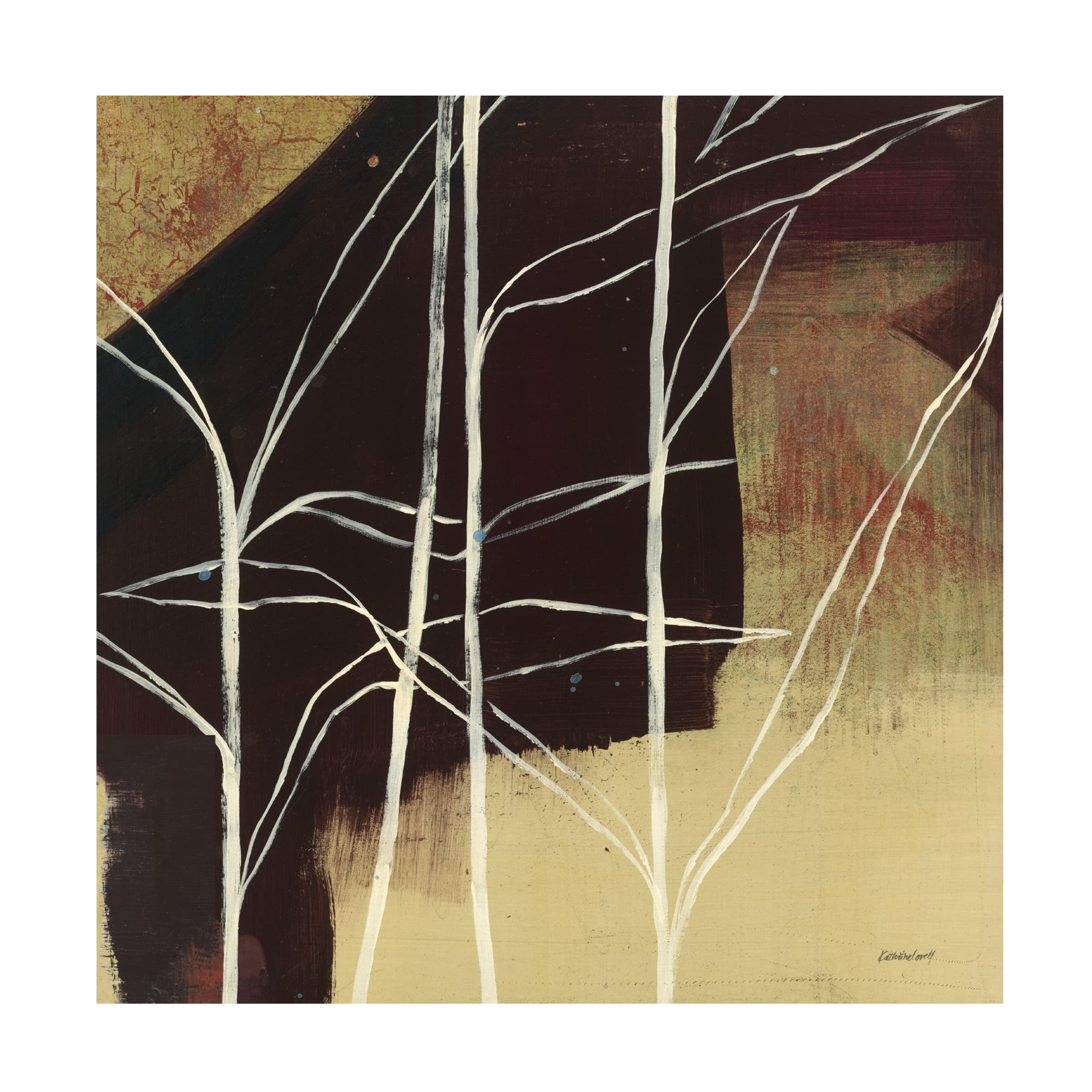 Trademark Fine Art 'Sun Stems Tile IV' Canvas Wall Art by Kathrine Lovell - Modern Abstract Painting for Living Room, Bedroom & Office Decor