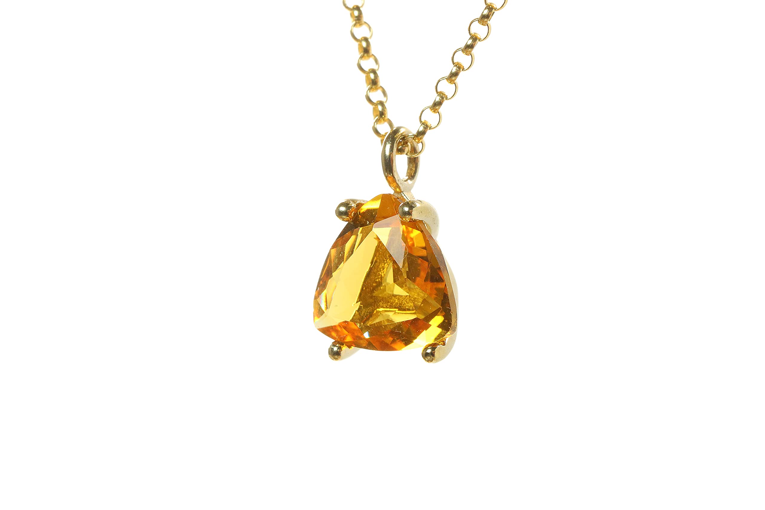 Anemone Trilliant Citrine Necklace - Elegant Crystal Pendant Jewelry for Women | Adjustable Chain Length | Perfect Gift for Birthday, Anniversary & Valentine's Day | Comes with Luxury Gift Box | Ideal for Office Wear, Date Night & Special Occasions