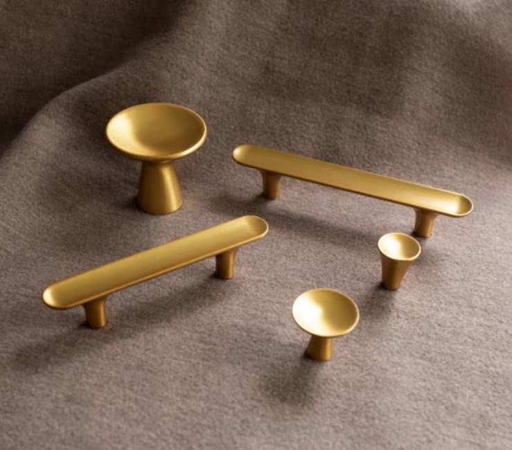 Luxury Hickory Hardware 1 Pack Solid Core Kitchen Cabinet Pulls - Brushed Golden Brass Drawer Handles for Cabinets, Dressers & Doors (3 Inch Hole Center, Maven Collection) - Perfect for Modern Kitchens & Home Renovation Projects