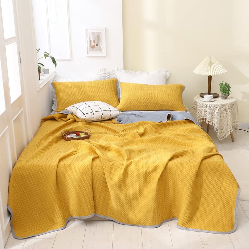 YHWW Summer Quilt Set - Breathable Washed Cotton Cooling Comforter for Air Conditioning, Lightweight Bed Cover & Sofa Throw Blanket (150x200cm) - Perfect for Spring, Summer & Autumn Use in Bedroom, Living Room & Guest Room
