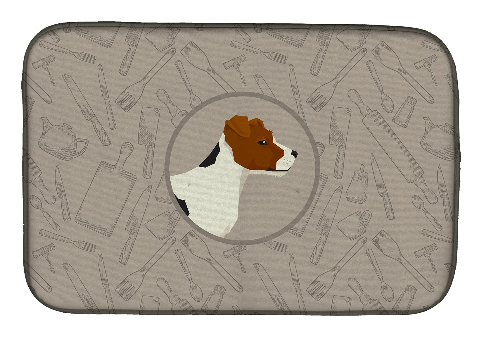 Jack Russell Terrier Kitchen Dish Drying Mat - Absorbent Countertop Pad 14x21