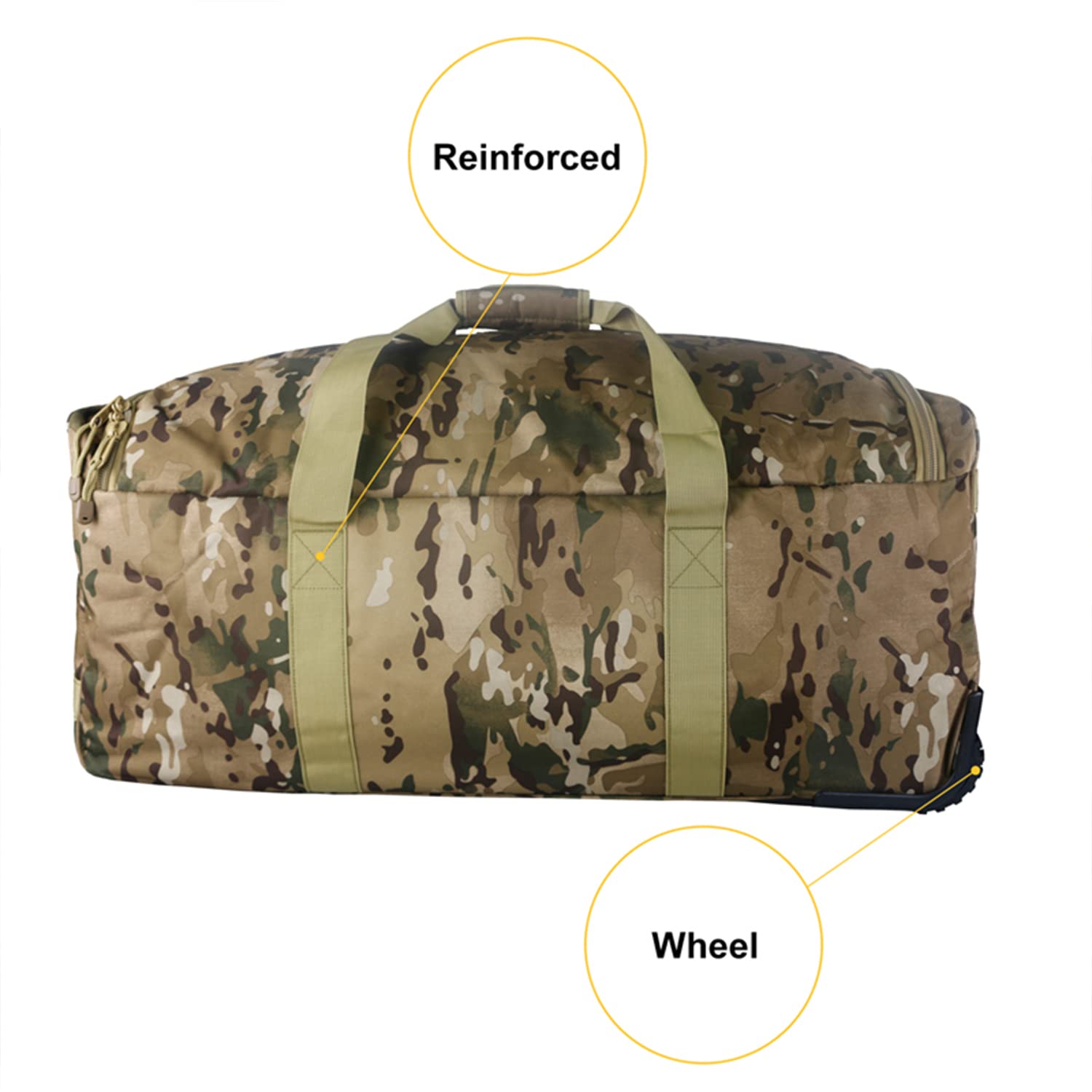 Greencity 32 Inch Extra Large Rolling Duffel Bag with Wheels - Heavy Duty Military Wheeled Suitcase for Travel, Camping & Deployment (Camo Pattern) | Perfect for Army Gear, Sports Equipment & Long Trips